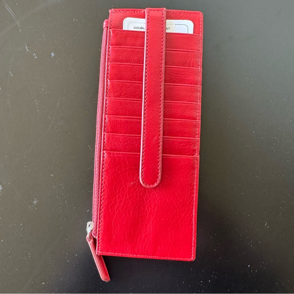 NWT Leather New York Red RFID Blocking Wallet card holder with zipper coin purse - Picture 3 of 9